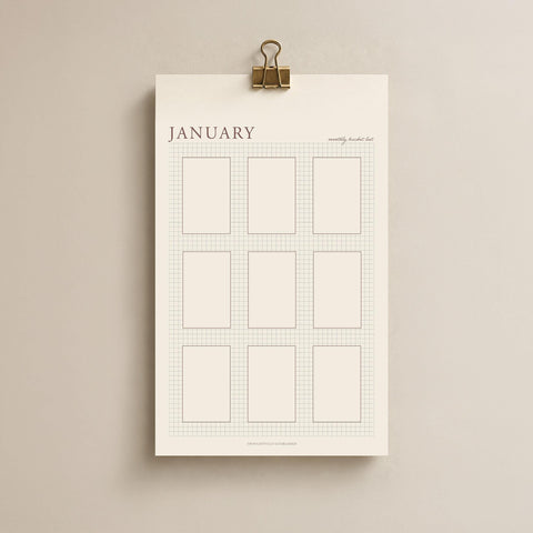 Blank Monthly Bucket List Calendar